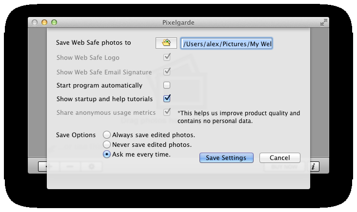 pixelgarde-mac screenshot - 9_pixelgarde-mac_settings